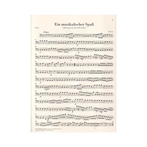 A Musical Joke K. 522 for 2 Horns in F and Strings - Set of strings