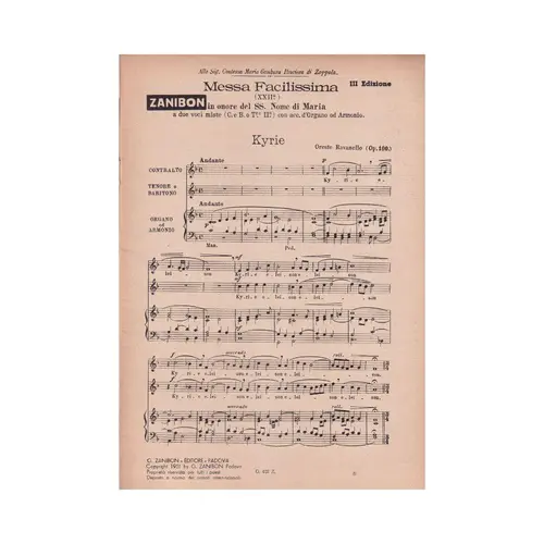 Messa Facilissima - Ss. Nome Di Maria - Op.100   (Edição Antiga)