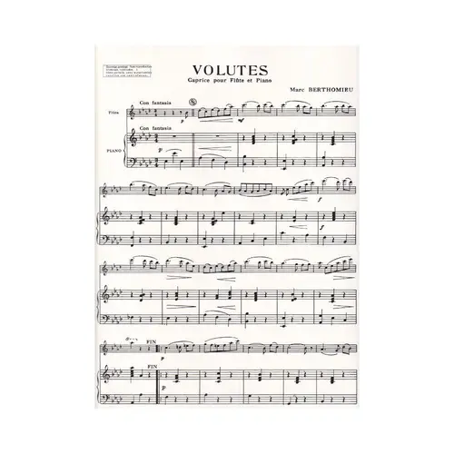 Volutes - Caprice Pour Flute Et Piano