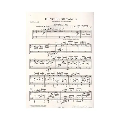 Histoire du tango pour quatre saxophones