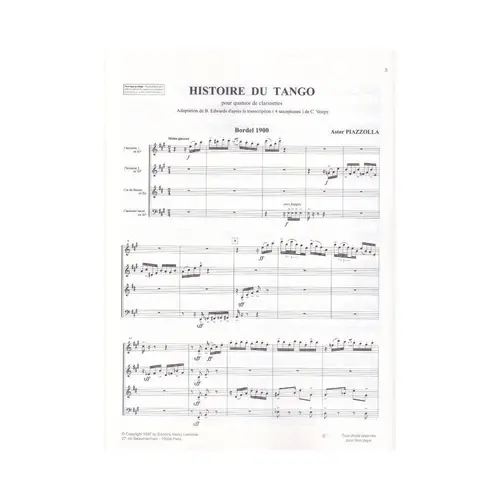 Histoire du tango pour quatre clarinettes