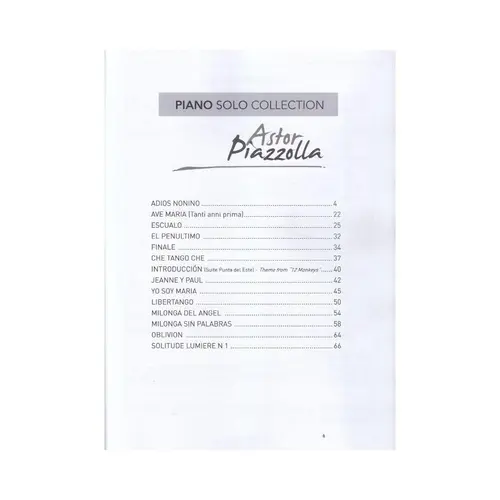 Astor Piazzolla Piano Solo Collection
