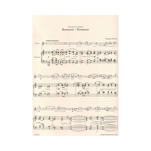 Romance for Violin and Piano H 186bis