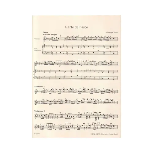 Variations on a theme by Arcangelo Corelli for violin solo and Basso continuo ad libitum