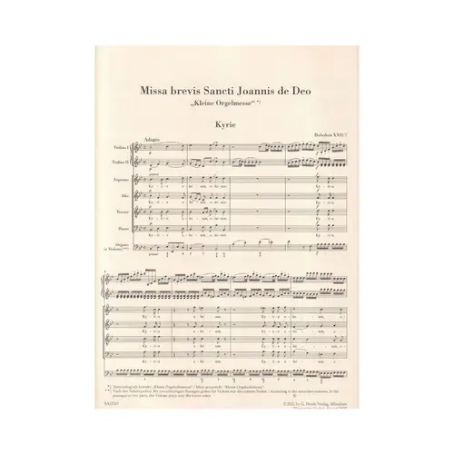 Missa brevis Sancti Joannis de Deo Hob. XXII:7 "Little Organ Mass" - score