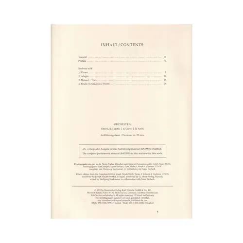Symphony in B-flat major Hob. I:66 - Score