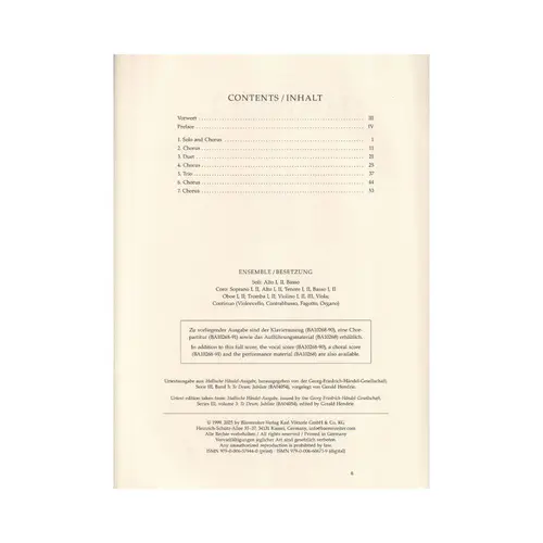 Jubilate for the Celebration of the Peace of Utrecht HWV 279 "Utrecht Jubilate" - Score