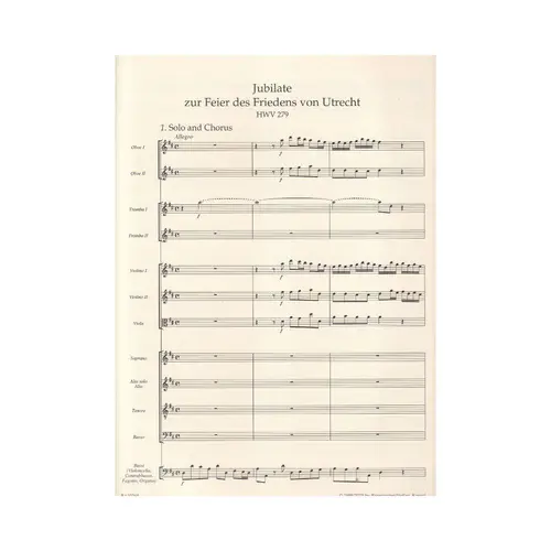 Jubilate for the Celebration of the Peace of Utrecht HWV 279 "Utrecht Jubilate" - Score