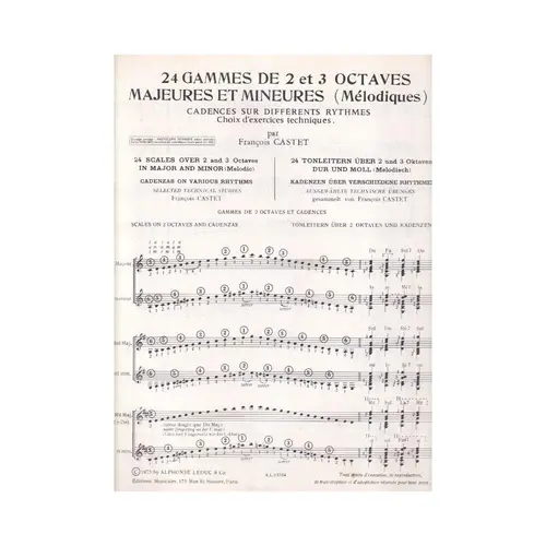 24 Scales over 2 and 3 octaves in major and minor (melodic)