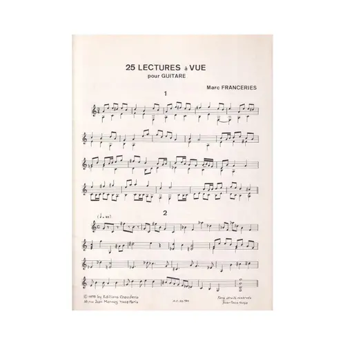 25 lectures a vue pour guitare