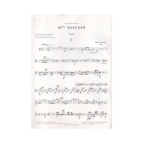 IV. Streichquartett - partes