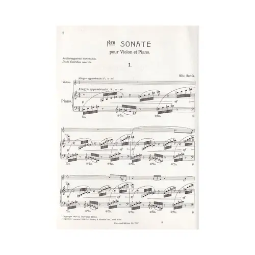 PREMIERE SONATE (EN 3 MOUVEMENTS) - VIOLON ET PIANO