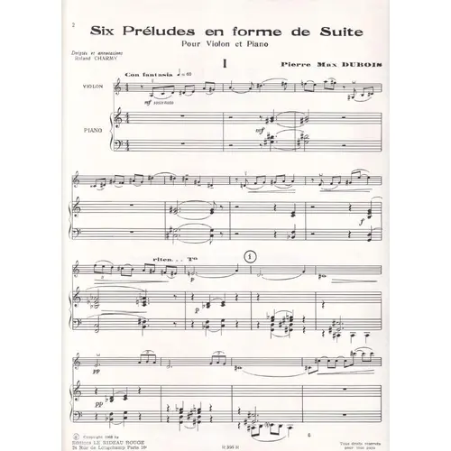 Six Préludes En Forme de Suite - Pour Violon et Piano