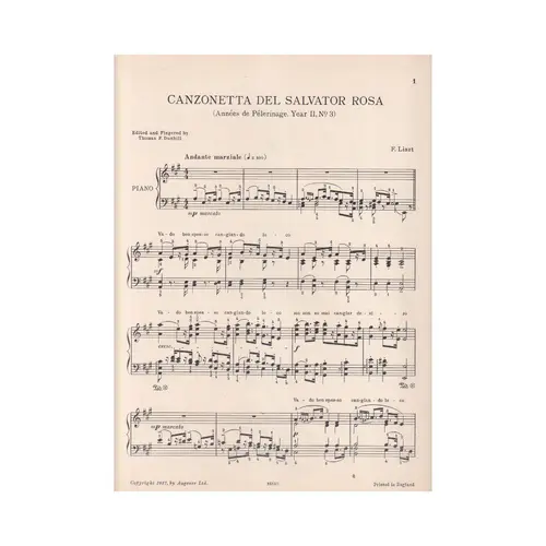 Canzonetta Del Salvator Rosa - Annees De Pel.  (Edição Antiga)