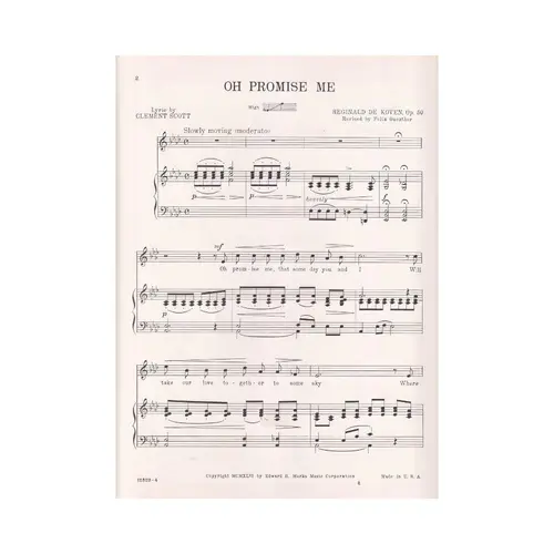 Oh Promise Me - Op.50  (High) for voice and piano
