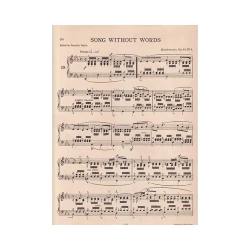 Presto Agitato In F sharp Min - Songs Without Words  (Edição Antiga)