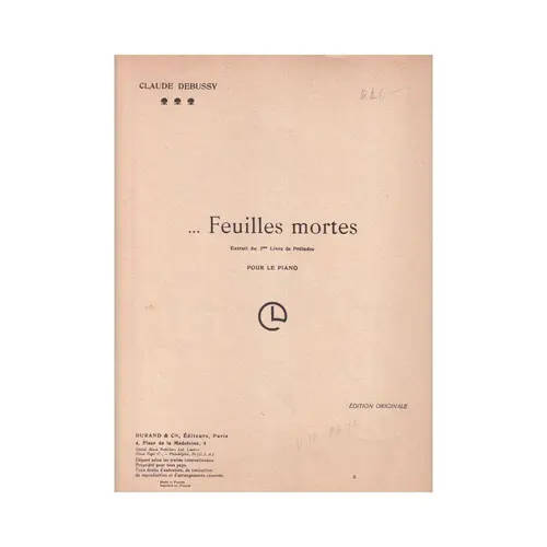 Feuilles Mortes pour le piano (Edição Antiga)