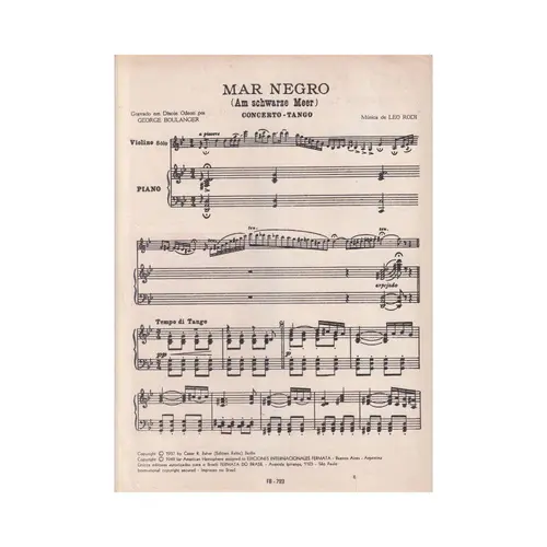 Mar Negro (Am Schwarze Meer) - concerto tango - violino e piano