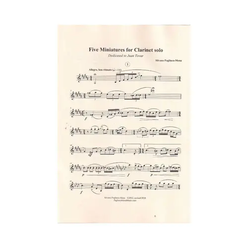 Five Miniatures for clarinet Solo