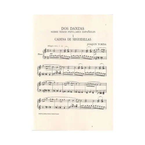 Dos danzas sobre temas populares espanolas para Piano Op.41 1927