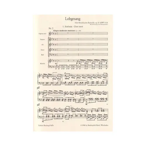 Hymn of Praise Op. 52 MWV A 18 - Piano vocal score