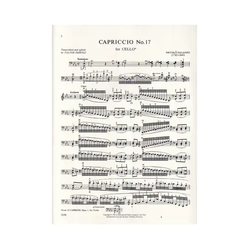 Caprice XVII For Cello - Op.1