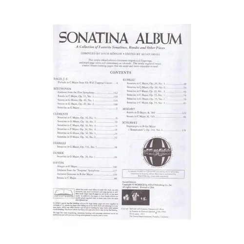 Sonatina Album: Piano Comb Bound Book