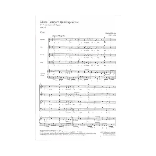 Missa Tempore Quadragesimae MH 553 (1794) - Full score