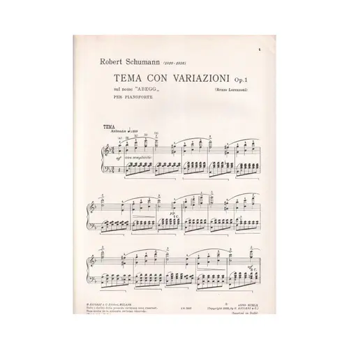Tema Con Variazioni Op.1