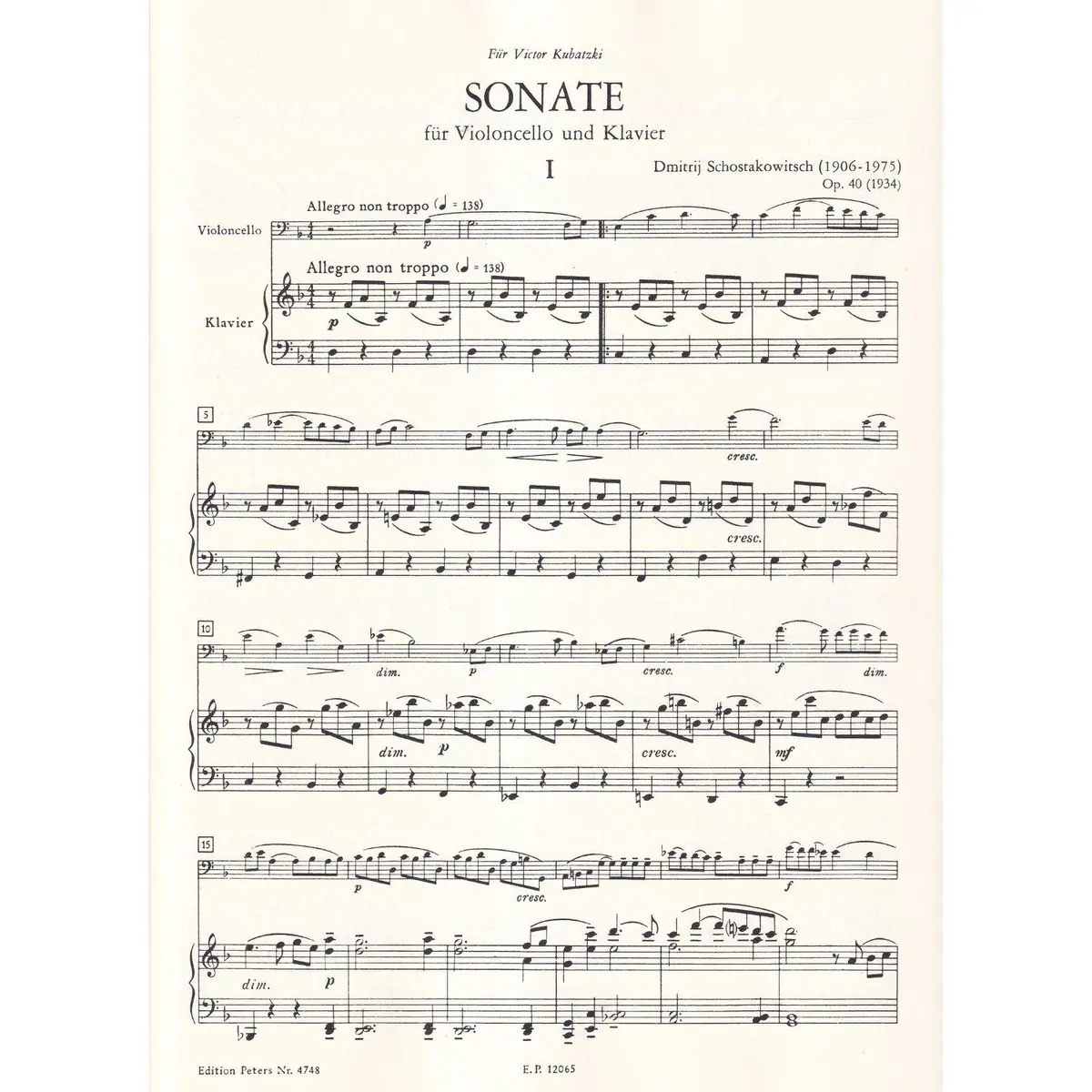 Cello Sonata in D minor Op. 40