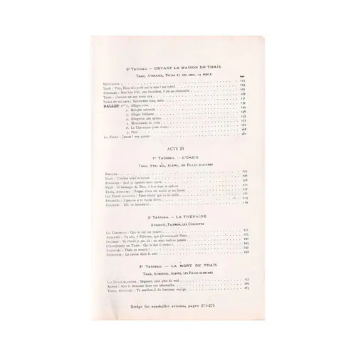Thais - an opera in three acts - vocal score