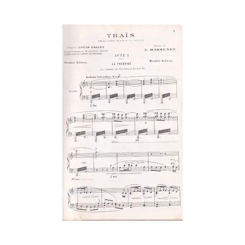 Thais - an opera in three acts - vocal score