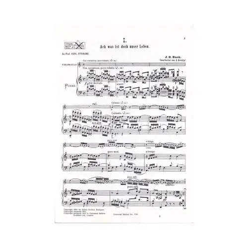 3 Choralvorspiele Eingerichter Fur Violoncello
