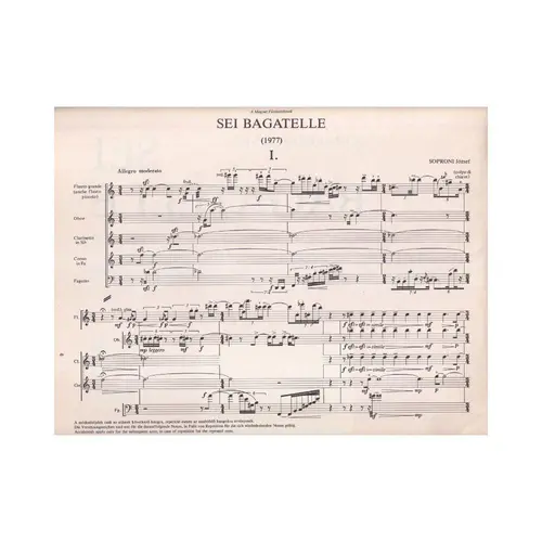 Sei Bagatelle Per Quintetto De Fiati - Score