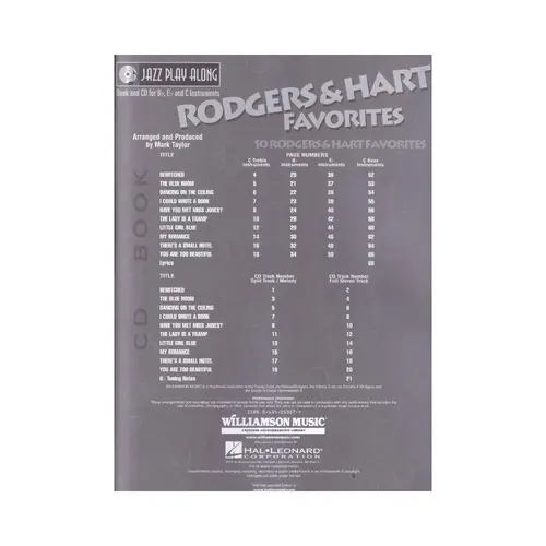 Rodgers And Hart - Jazz Play Along Vol.11