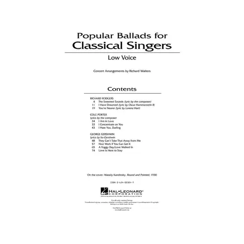 Popular Ballads For Classical Singers - Low Voice