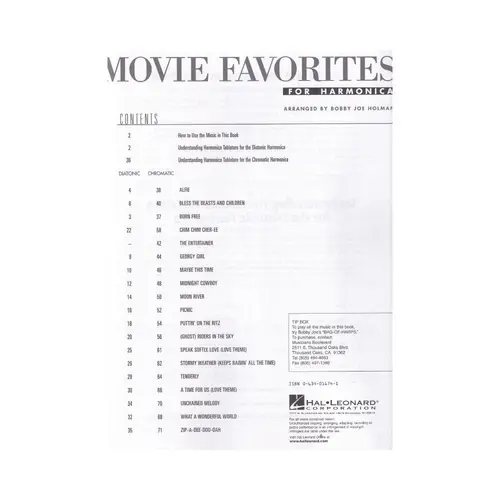 Movie Favorites For Harmonica