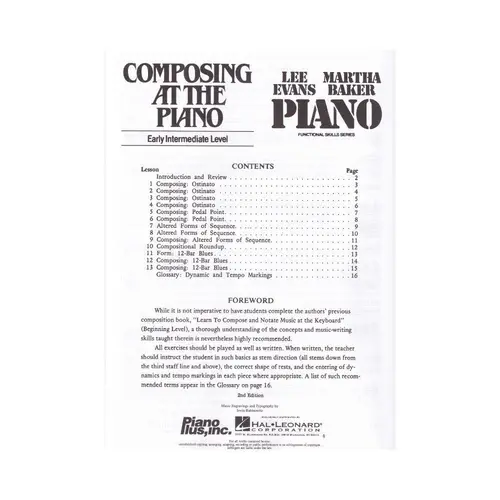 Composing At The Piano - Intermediate