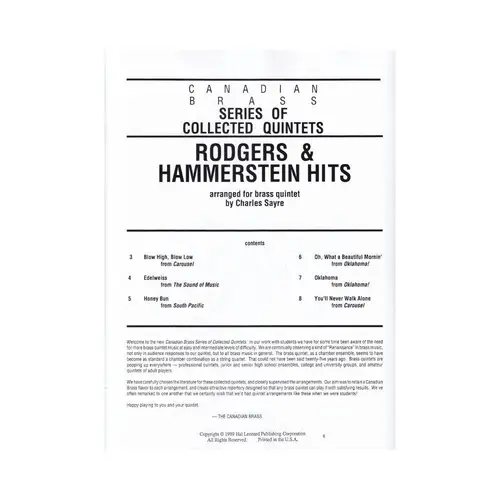 Rodgers E Hammerstein Hits - Trumpet Ii In Bb