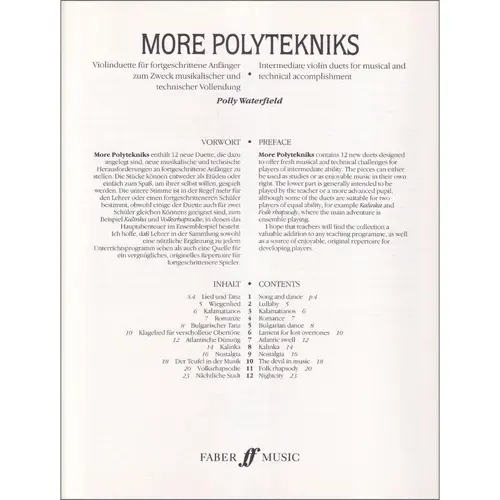 More Polytekniks - Intermediate violin duets