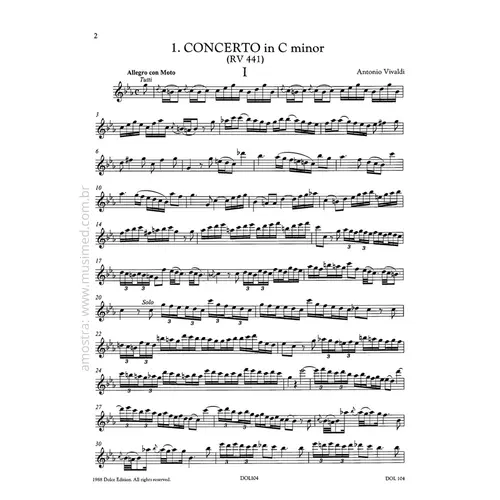 The Concerto collection vol.1 - 11 baroque concertos for recorder - solo part