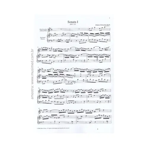 6 sonatas after the organtrio sonatas BWV 525-530 for alto recorder and keyboard vol.1