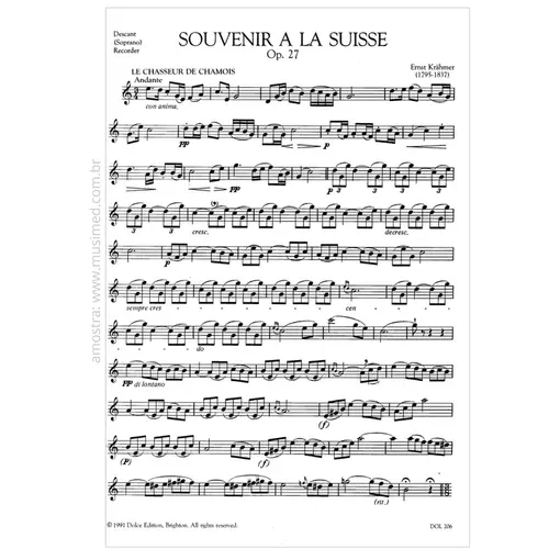 Souvenir a la suisse Op.27 for recorder solo