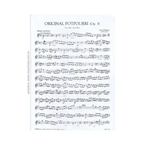 Original potpourri Op.3 for recorder solo