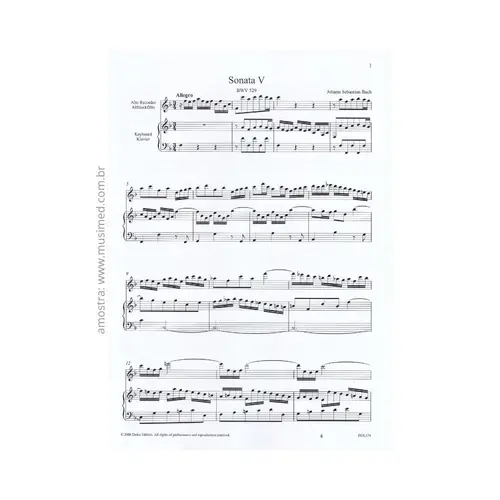 6 sonatas after the organtrio sonatas BWV 525-530 for alto recorder and keyboard vol.3