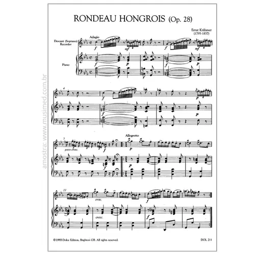 Rondeau hongrois Op.28 for soprano recorder and piano or guitar