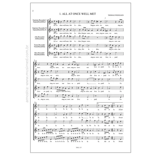 9 Madrigals for 5 Recorders SSATB - English madrigals for recorder vol.3