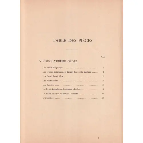 Pièces de Clavecin livre IV 24 ordre