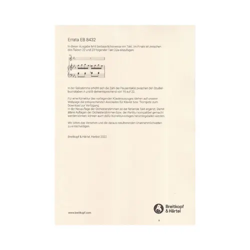 Trumpet Concerto in E flat major Hob VIIe:1 - piano reductions