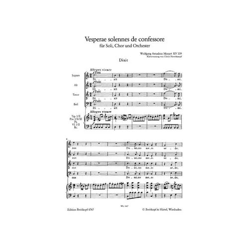 Vesperae solennes de confessore KV 339 - vocal score